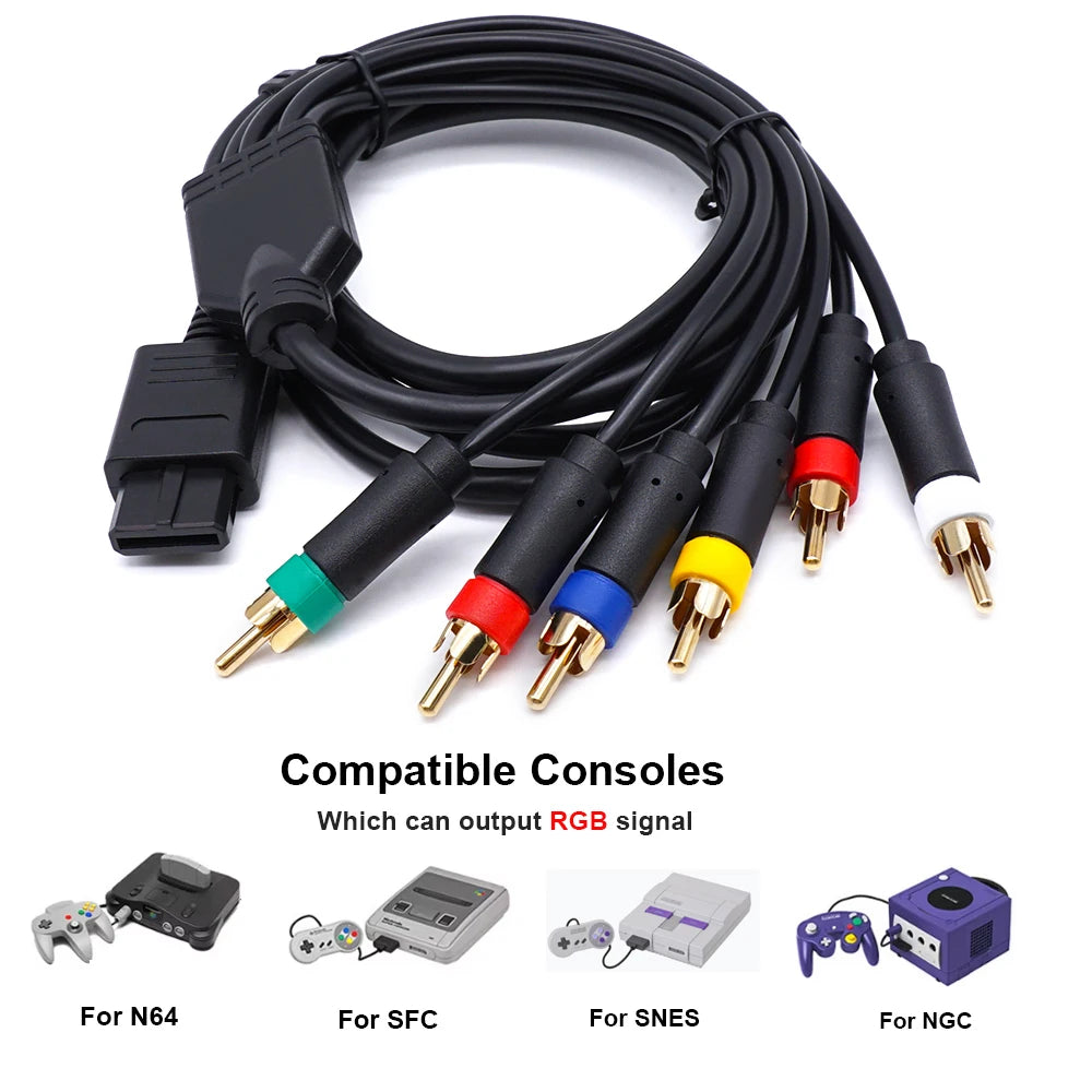 N64 1.8m RGBS Video Cable with 4 BNC Connectors for CRT