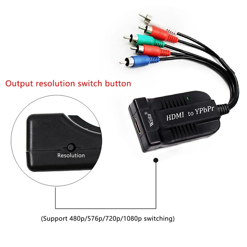 HDMI to Component Converter for PS4 PC, YPbPr 5RCA RGB Scaler