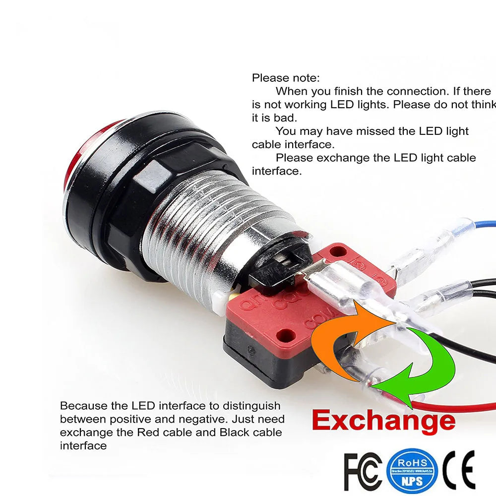 Arcade Kit with LED Silver Chrome Coin Buttons, Sanwa Joystick, USB Encoder Cable for PC Raspberry Pi, 2 Player, DIY Game Parts