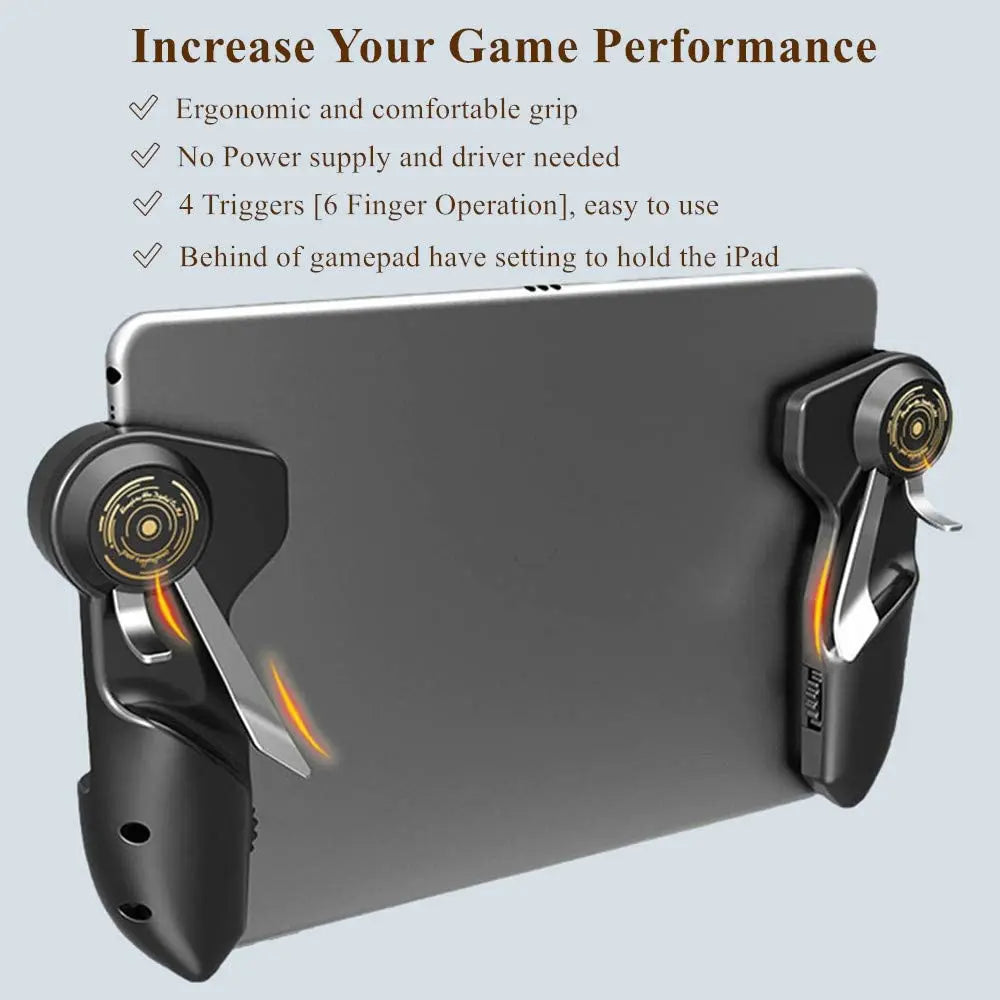 Ipad Trigger PUBG Game Controller Six Finger L1R1 Fire Aim Button Gamepad Joystick For Tablet Smartphone Support 5.5-12.9 in