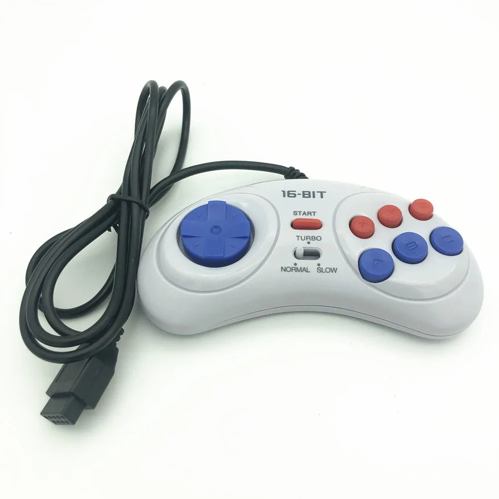 Adjustable Speed Model ！6 Button Wired Controller Pad Gamepad For Mega Drive Megadrive Sega MD Genesis