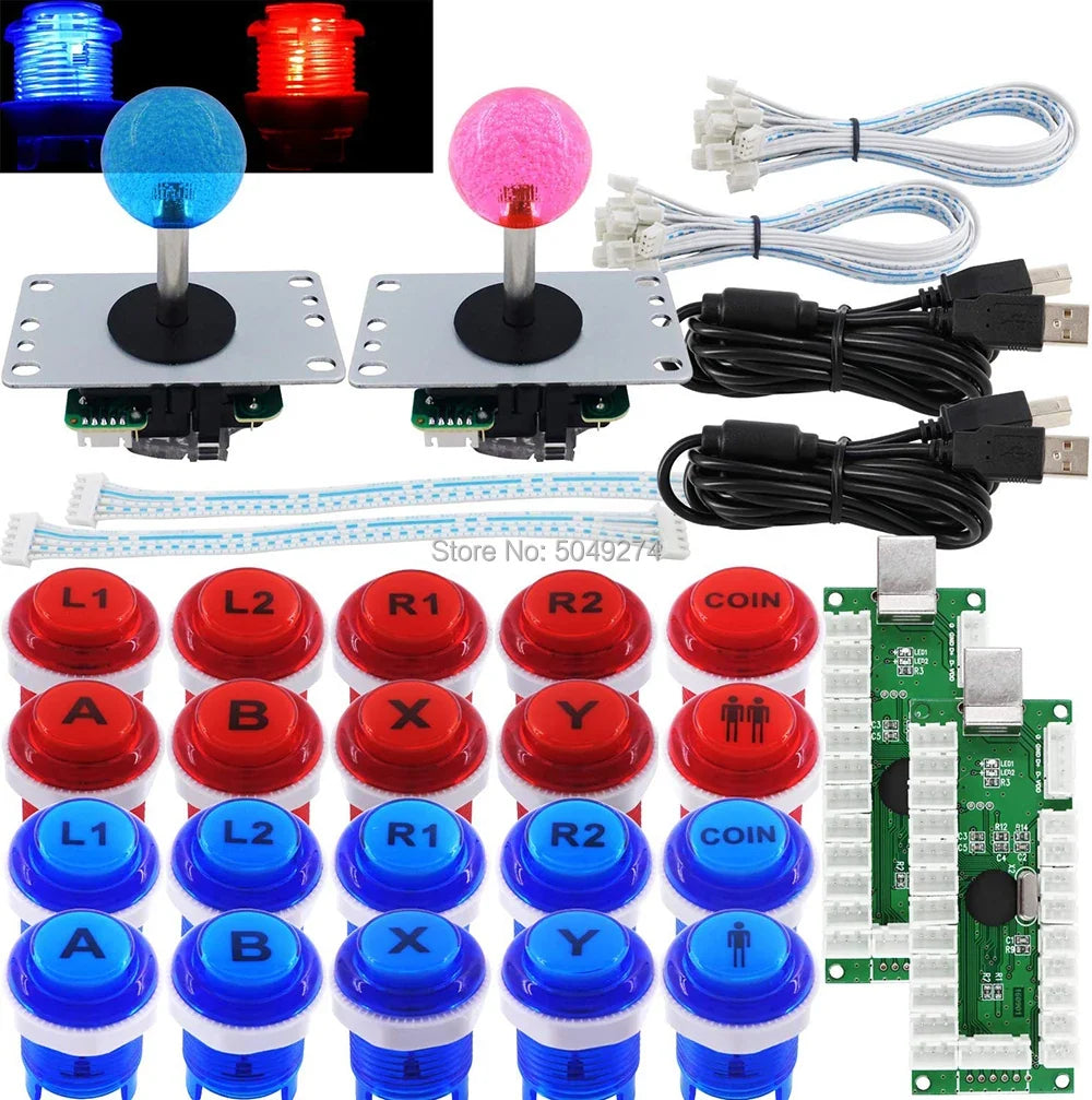 Arcade DIY Kit Hitbox Arcade USB Zero Delay Encoder with 5pin Copy Sanwa Joystick LED 30mm Button Coin 1P 2P TO PC TV PS2 PS3