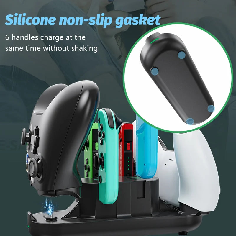 6-in-1 Charging Dock for PS5, Xbox Series & Switch Controllers