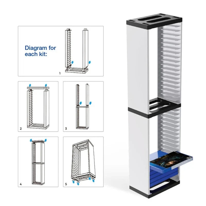 36 Game Disc Storage Tower for PS5 PS4 Xbox One Switch