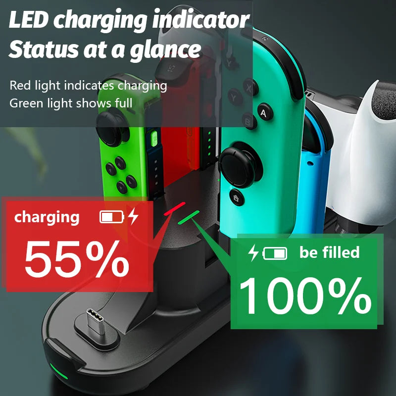 6-in-1 Charging Dock for PS5, Xbox Series & Switch Controllers