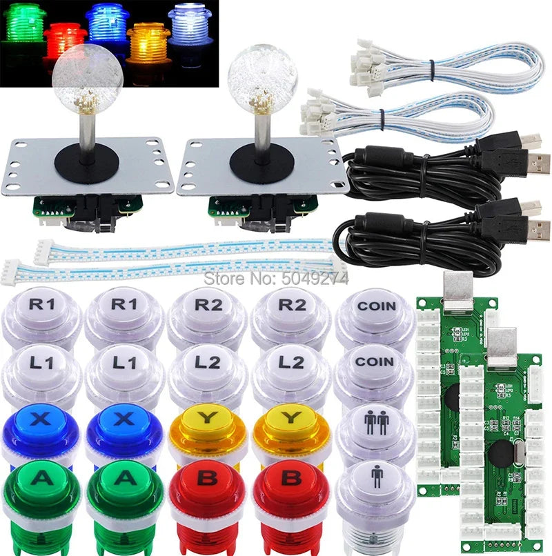 Arcade DIY Kit Hitbox Arcade USB Zero Delay Encoder with 5pin Copy Sanwa Joystick LED 30mm Button Coin 1P 2P TO PC TV PS2 PS3