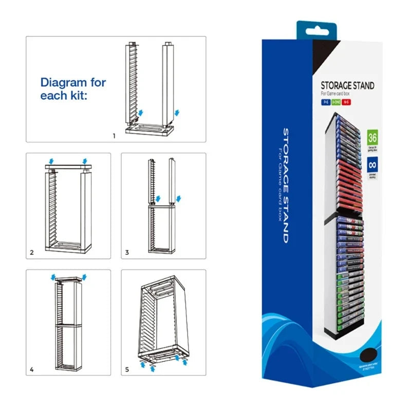 Host Disc Double-layer Storage Box Holder Game Disk Tower Vertical Stand Can Store 36 Game Discs For PS4 PS5 Switch XboxOne