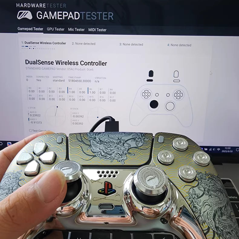 Sony PS5 Controller TMR Joystick, Crane Dance Silver Dragon