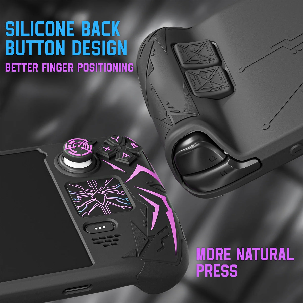 PlayVital Cyber Spider Silicone Case for Steam Deck OLED/LCD, Anti-Slip Grip Cover with Back Button Enhancements,Protective Skin