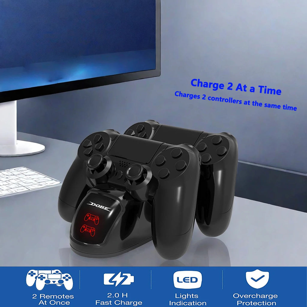 Dual PS4 Controller Charging Dock with LED Indicator
