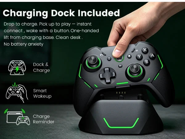 DinoFire Hall Effect Gamepad for Switch 2 with Charging Dock