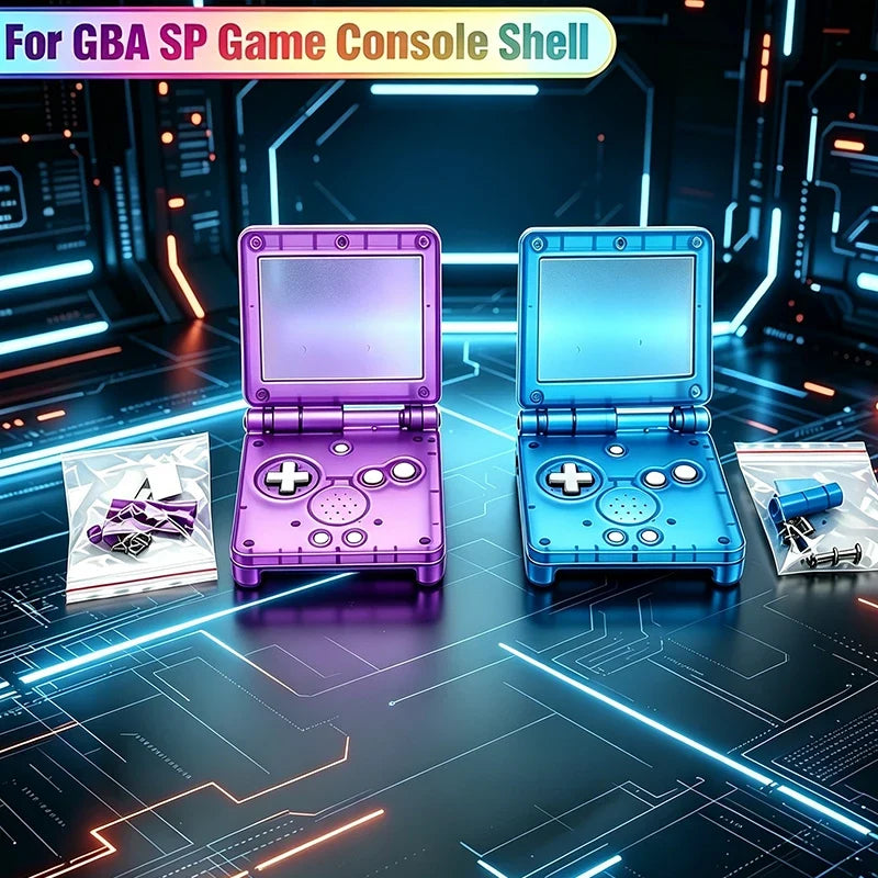 GBA SP Transparent Replacement Shell with Buttons, Full Housing
