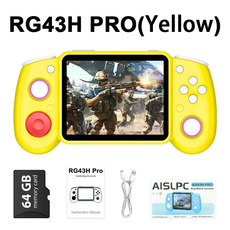 AISLPC RG43H PRO Handheld Game Console 4.3 IPS Screen Dual System 22000+Games 2.4G WIFI RK3562 Chip Portable Pocket Video Player