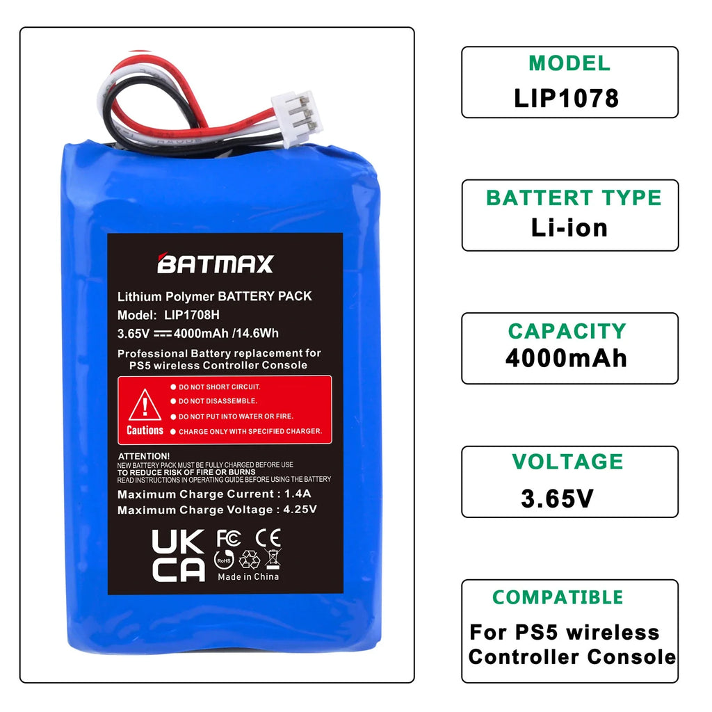 Batmax 4000mAh LIP1078 Battery for PS5 DualSense, with Tools