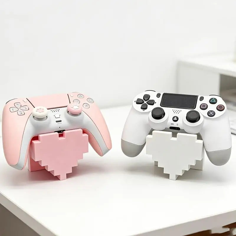 3D-Printed Pixel Heart Controller Stand for Desktop