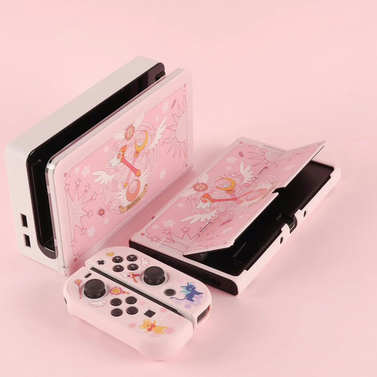 Sakura Series Protective Shell Dock Cover Carrying Case Thumb Grip Caps For Switch Switch Oled Switch Lite Ns Pink Toy Gift