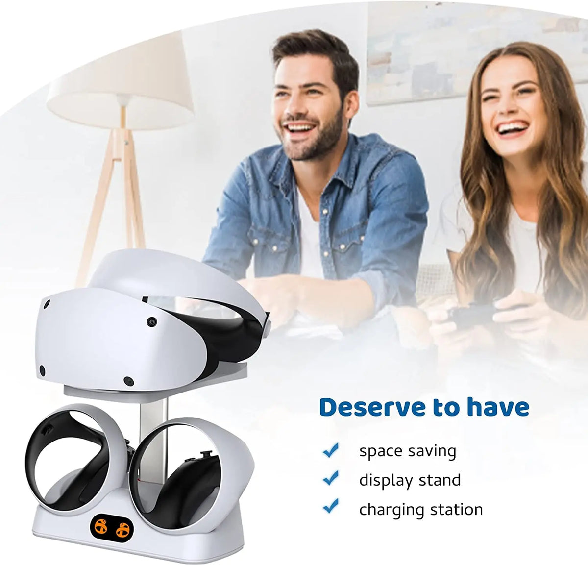 Charging Station Base for PSVR2 Controller VR Headset Display Stand Dual Handle Charge for PS VR2 Playstation VR2 Accessories