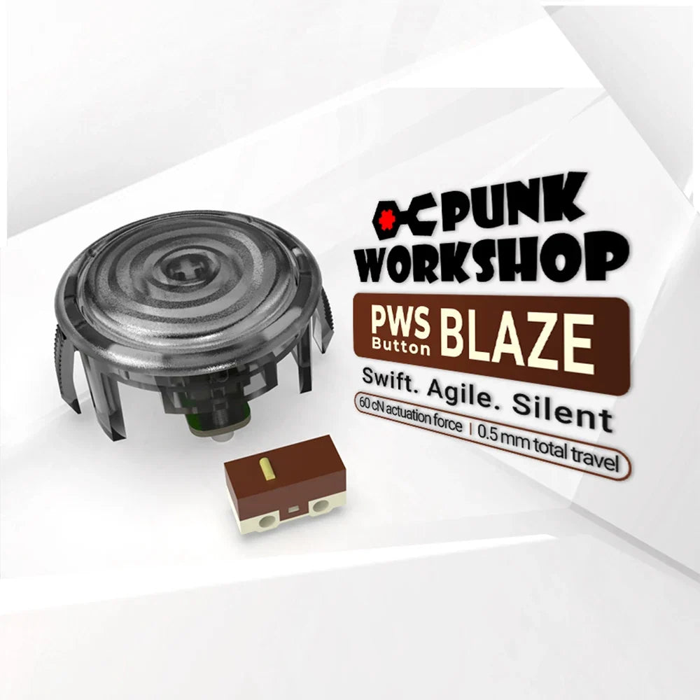 13PCS 24mm & 1PCS 30mm PUNK WORKSHOP PWS Blaze Buttons Set with Hotswapable Switch for Arcade Game Machine Fight Stick Hitbox