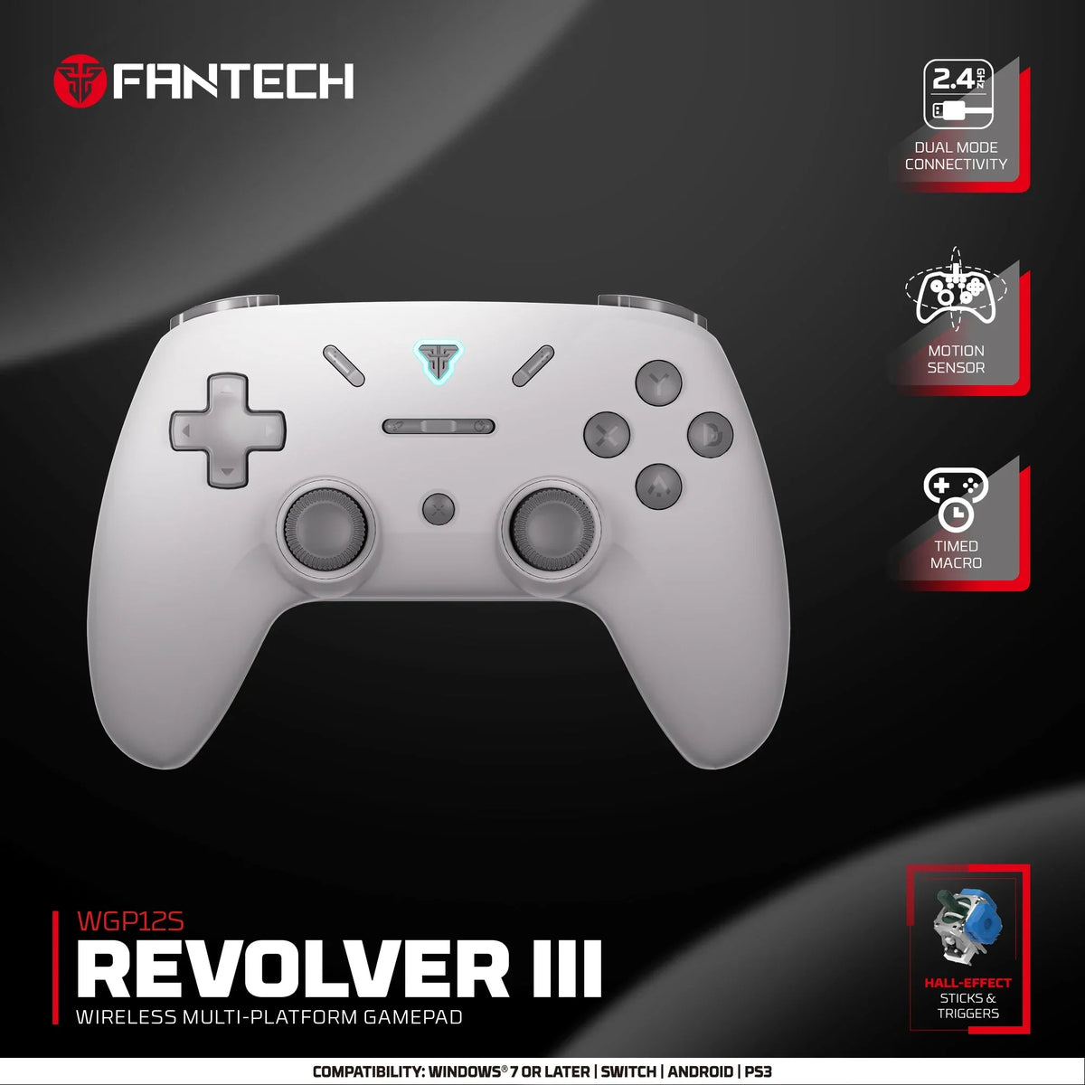 FANTECH REVOLVER III WGP12S Wireless Gamepad, Hall Triggers, PS4