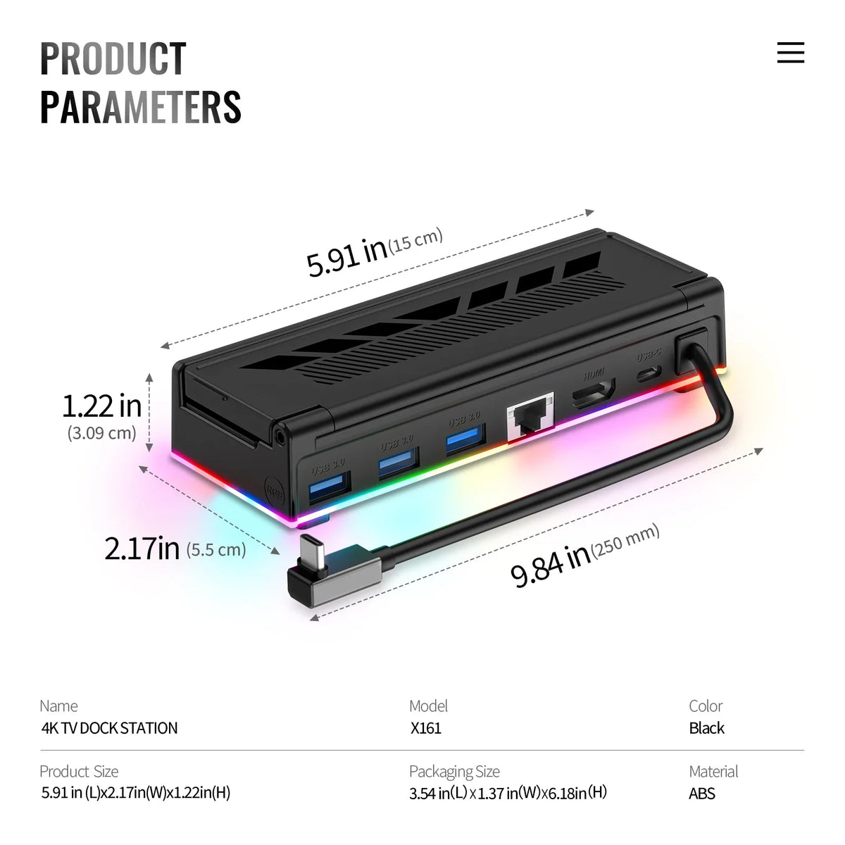 Steam Deck RGB Dock for ROG Xbox Ally X, Legion Go, 4K120Hz