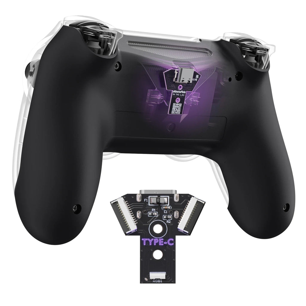 eXtremeRate Type-C Version Replacement Bottom Shell Compatible with ps4 Controller JDM-040/050/055 Models - Black