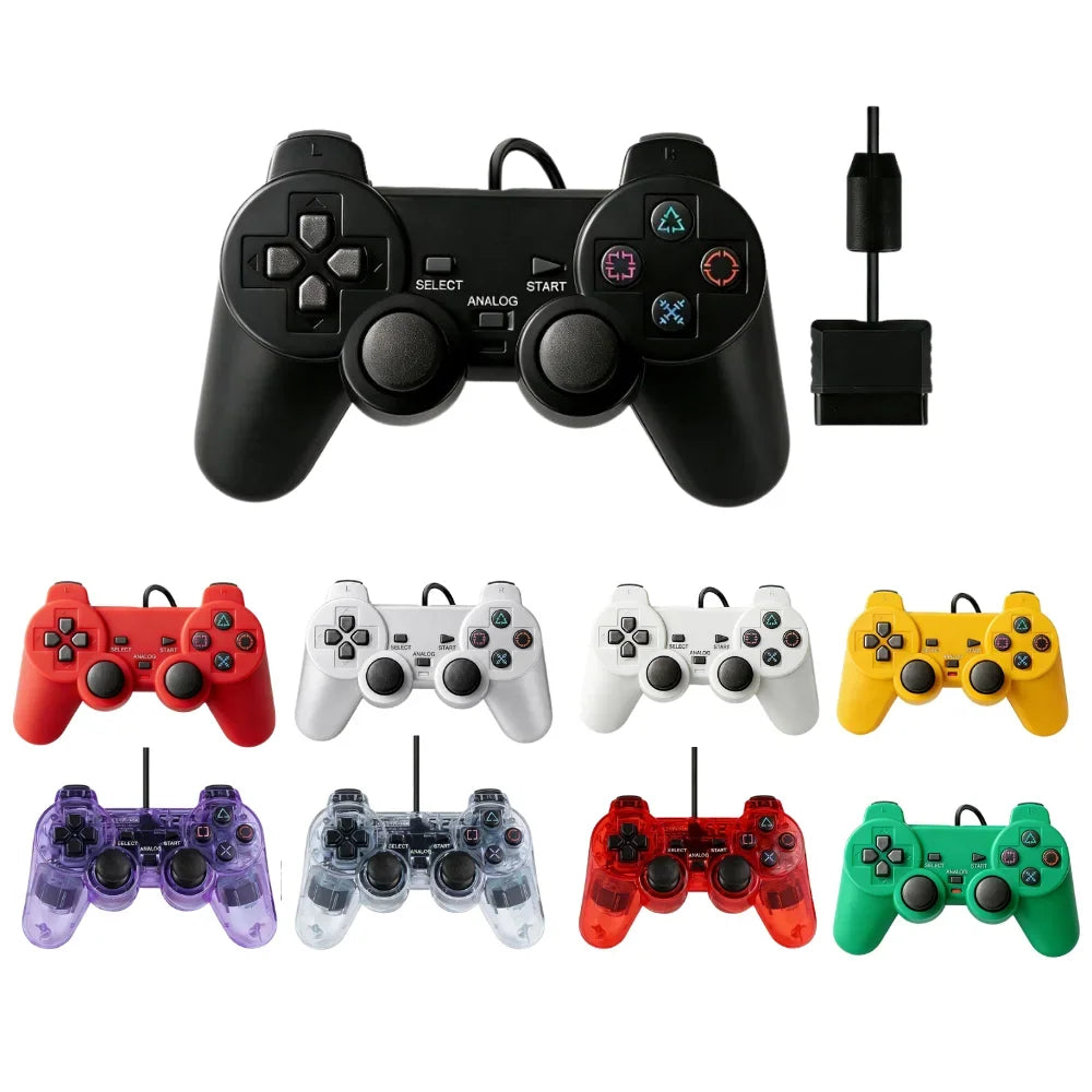 Wired USB Gamepad for PS, Transparent Dual Vibration