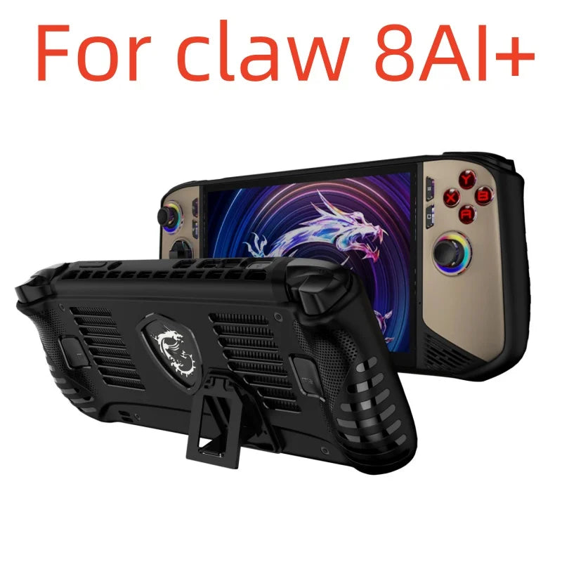 Shockproof Nylon Carry Bag TPU Protective Cover For MSI Claw 8 AI+ Handheld Game Console Portable Storage Hard Case Kickstand
