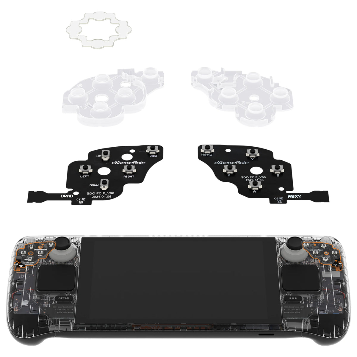 eXtremeRate Face Clicky Kit for Steam Deck OLED Handheld Console, Dpad View A B X Y Menu Keys Face Buttons Mouse Clicky Kit