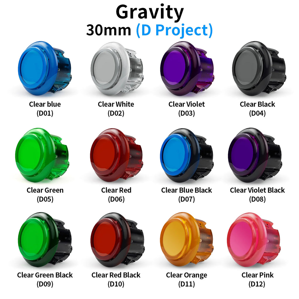 QANBA Gravity KS Silent Arcade Buttons, 30mm/24mm Snap-In