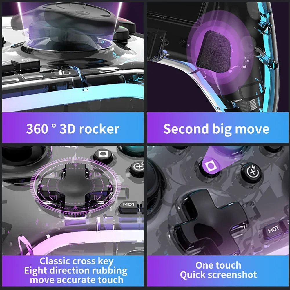 Wireless Controller for PS4 PS3 PC with RGB Lighting, Bluetooth