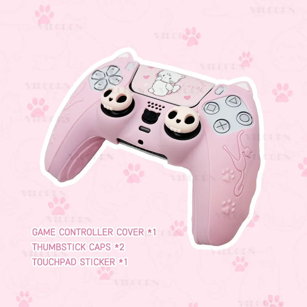 Cute Protective Silicone For PS5 Controller Skin Anti-Slip Cover For PS5 DualSense with 2pcs Joysticks Thumb Caps Halloween Gift