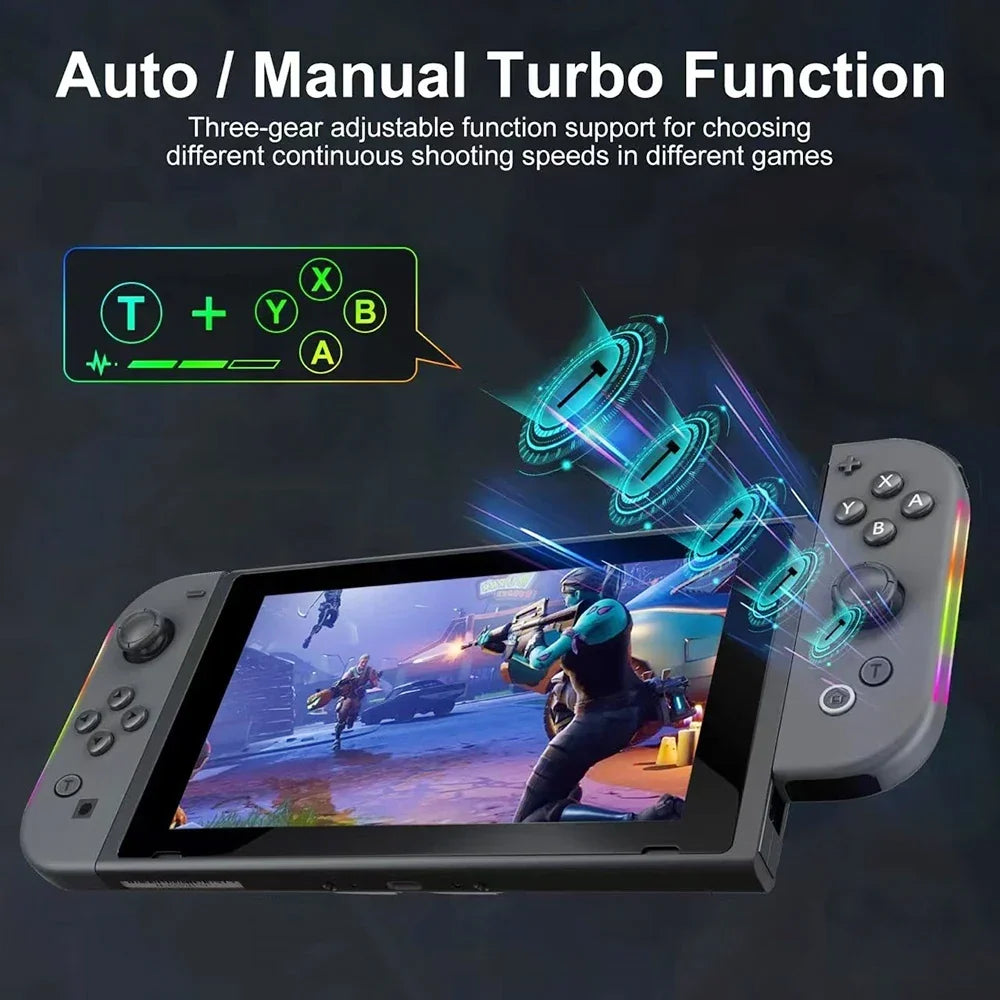 Wireless Game Joypad For Nintendo Switch Controller RGB Color Light Glare Vibration Six-axis Body Sense Joycon L/R Gamepad