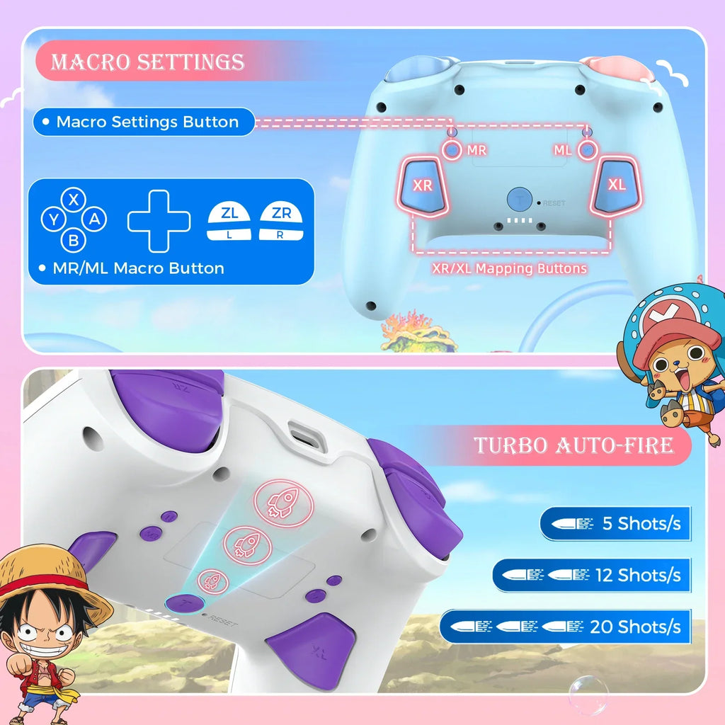 IINE Cartoon Design Wireless Pro Controller Wake up Macro Turbo Function RGB Lihting Compatible with Nitendo Switch