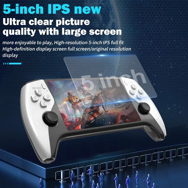 New SF3500 Handheld Game Console, 5-Inch IPS Large Screen Portable Game Console, Built-In 20000+ Games, Supports TV Output