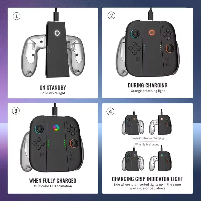 New For Switch 2 Joy-con Charging Grip Bracket Portable Handle Controller Grip Dual Charging Holder For Switch 2 Joypads