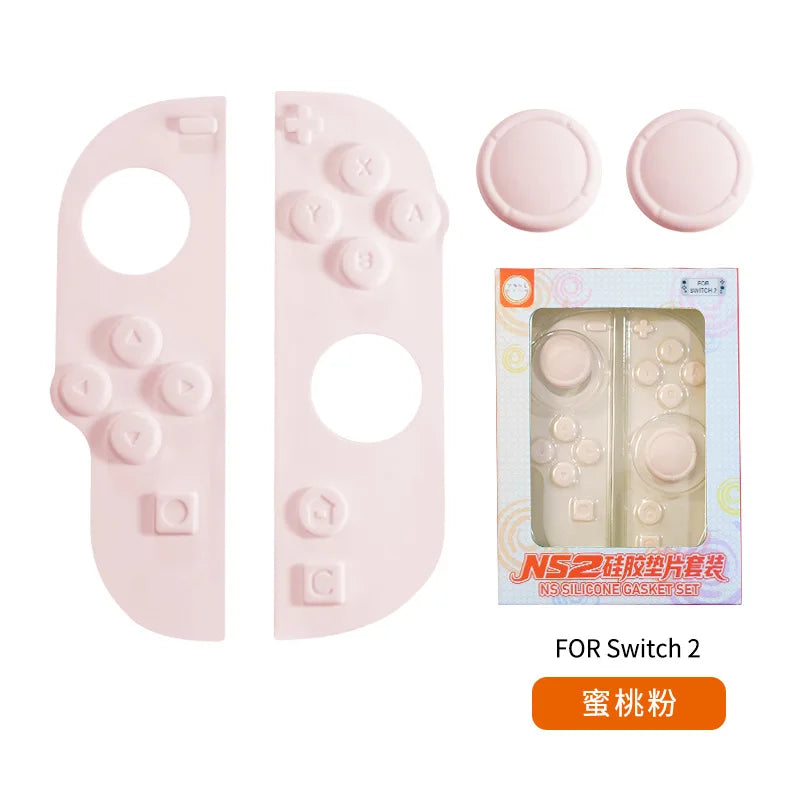 Silicone Gasket Set Compatible with Switch 2, Soft Button Pad Controller Grip Kit, Anti-Slip Joystick Cover for Controller