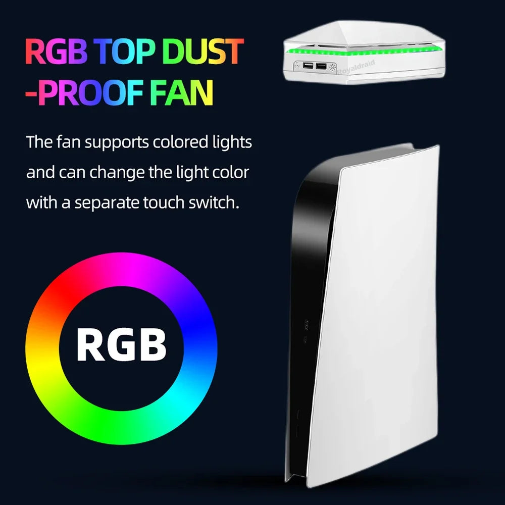 PS5 Cooling Fan Base with RGB Lighting and Dust Cover