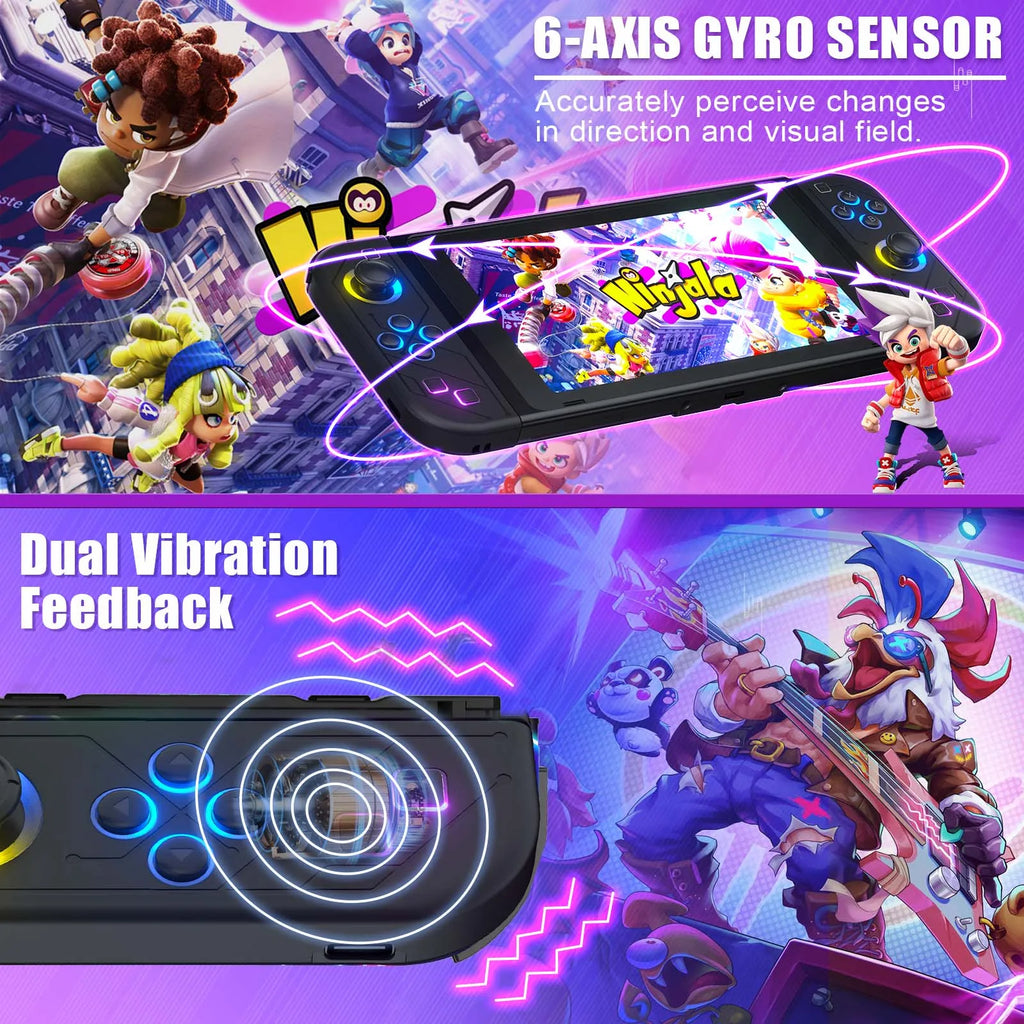 Gamepad Controller Joy Pad For Nintendo Switch/Led Lite/Pc Joystick Wireless Rgb Grip Support Wake-Up And Turbo Function 6 Axis