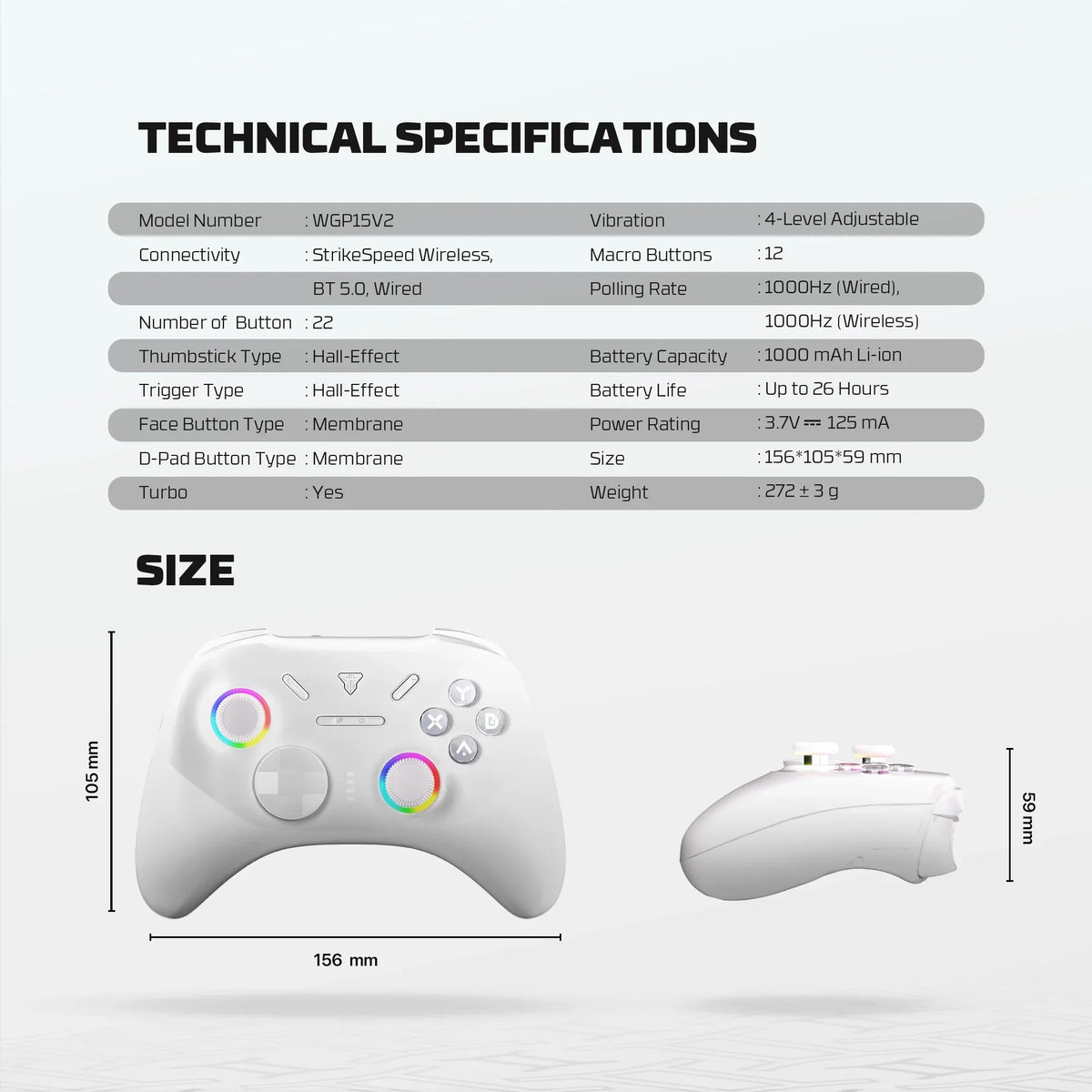 FANTECH EOS PRO II Wireless Gamepad Hall Effect Joysticks Triggers RGB Light Gaming Controller With New Upgrade 1000hz