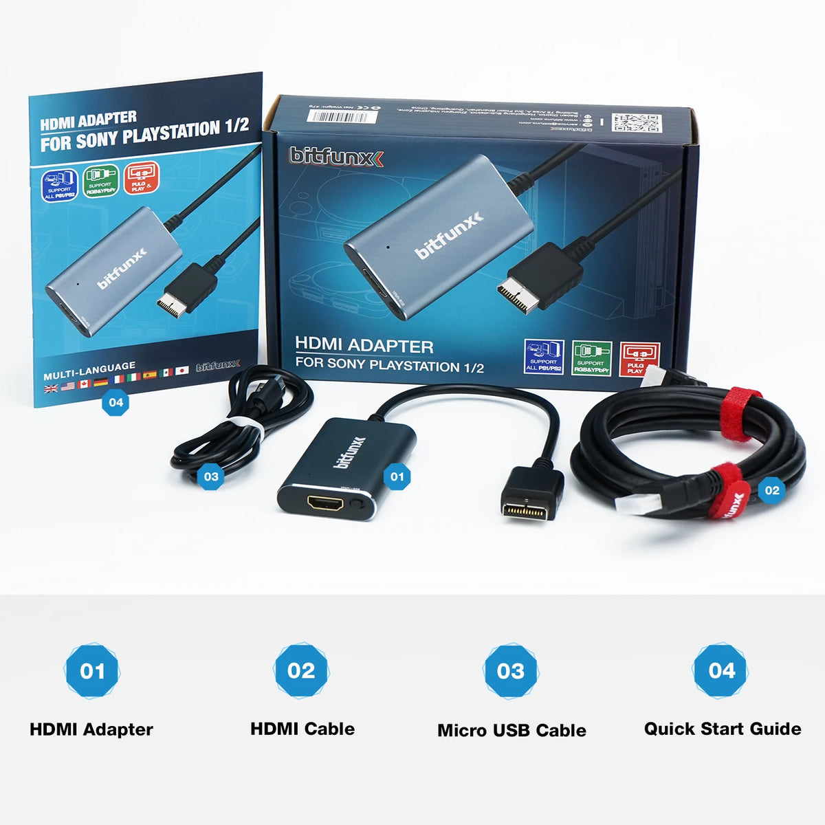 BitFunx HDMI™ Converter For PS2/PS1 Game Consoles With RGB to YPbPr Switch Video Adapter For PS1