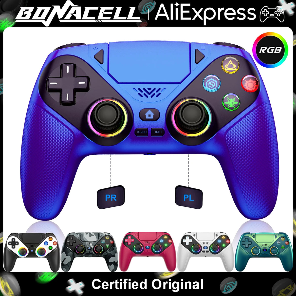 Wireless RGB Controller for PS5 PS5 Pro Slim and PC