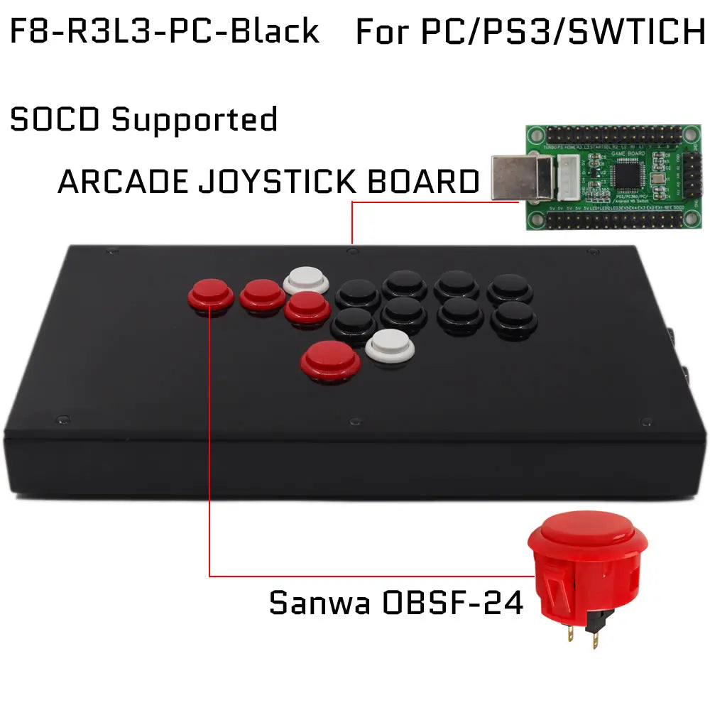 FightBox F1-F9 Sanwa Button Hitbox Arcade Fight Stick for PS4/PC