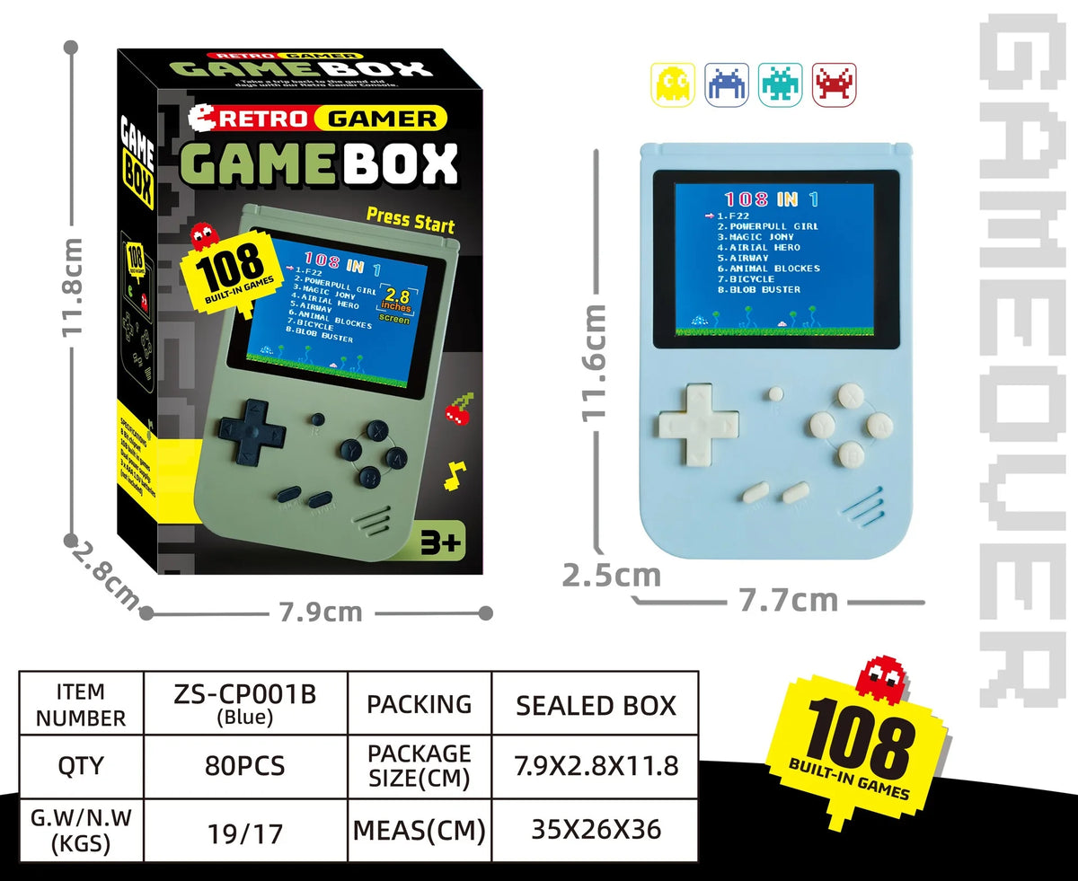 Retroid Style Gamer Mini Pocket Gaming Device 108 In 1 Built‑In Games Color Screen Portable Retro Video Game Player For Adults