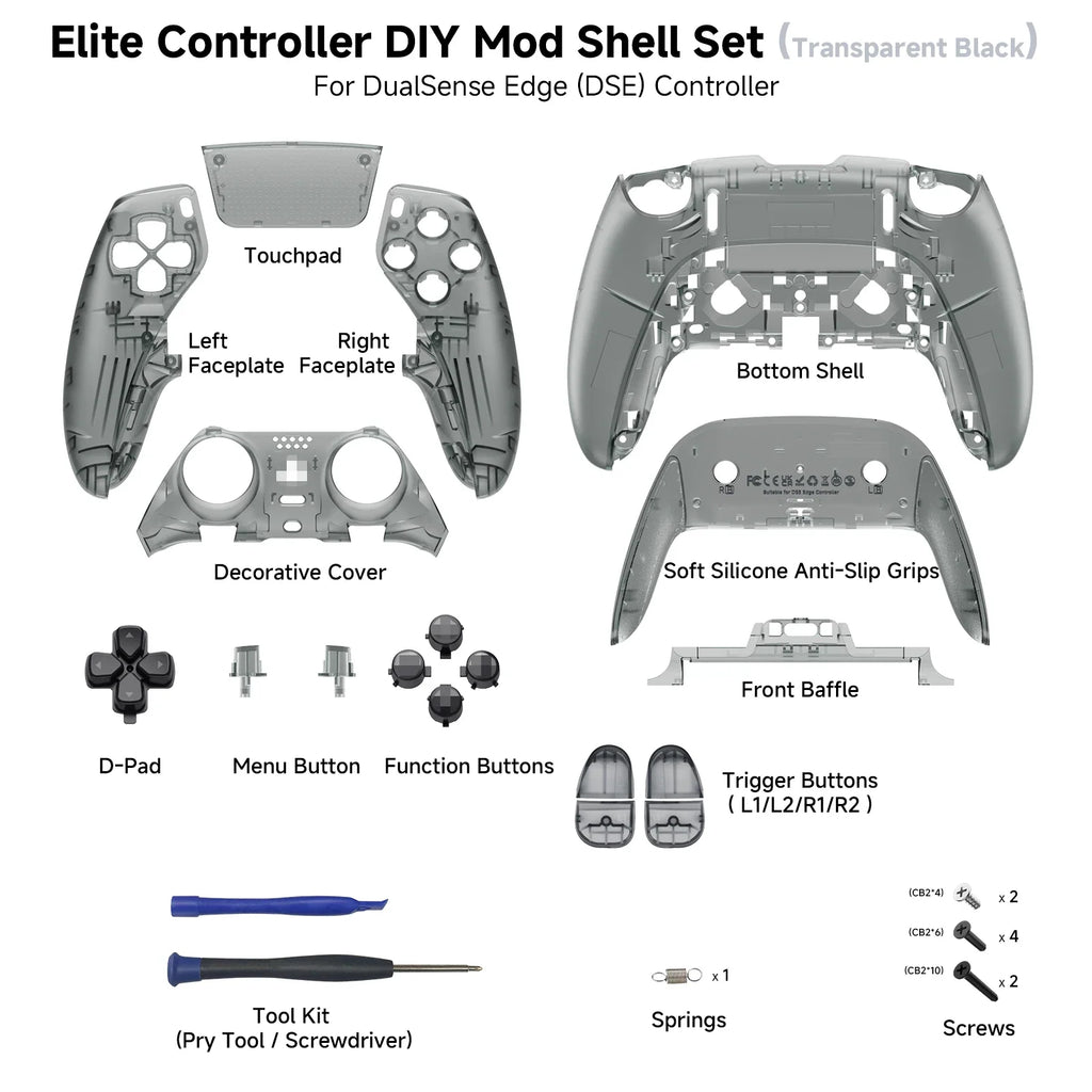 CHARM FOCUS DIY Shell for PS5 Edge Controller, Anti-Slip Grip