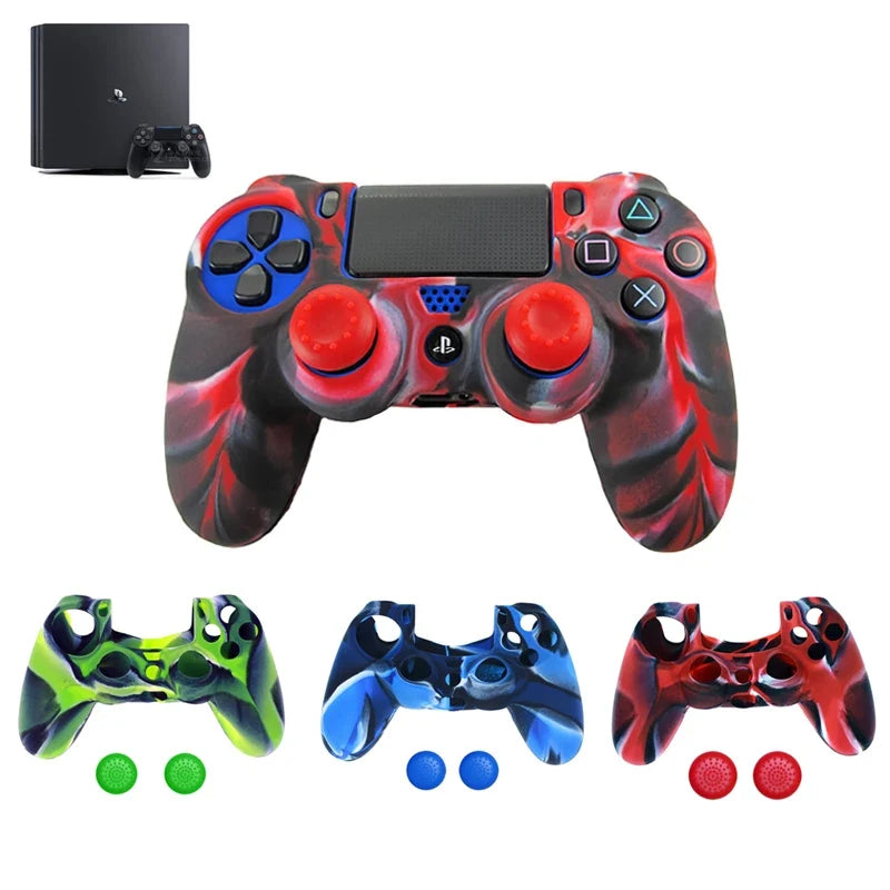Silicone Protective Case for PS4 Controller, Red Green Blue
