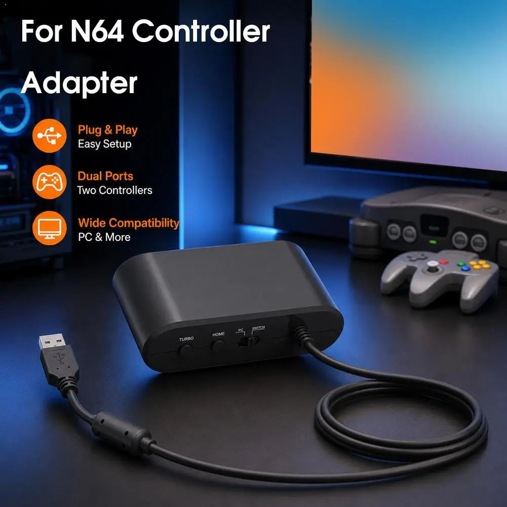 N64 Controller Adapter for SWITCH OLED PC – Turbo Function Classic Controller Converter For Gaming Accessories