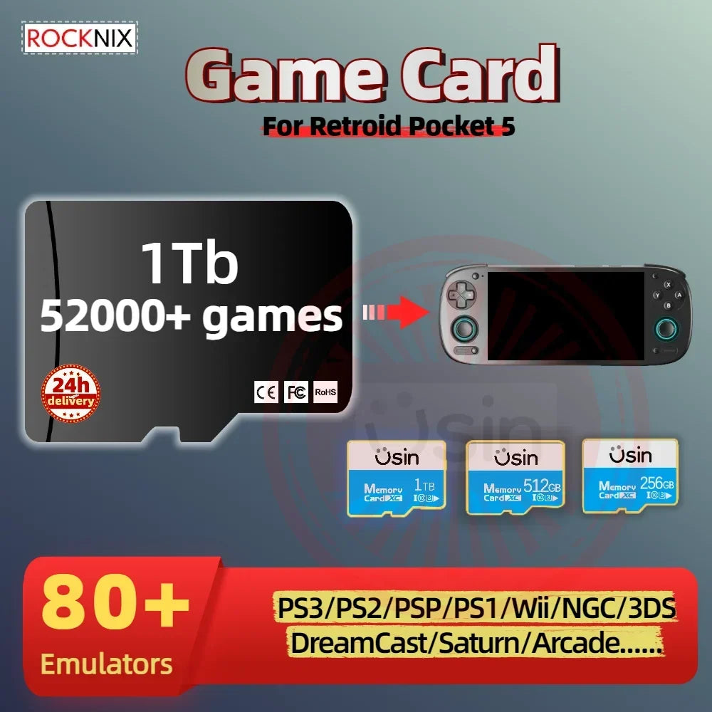 TF Game Card for Retroid Pocket 5, Plug & Play, 80+ Emulators