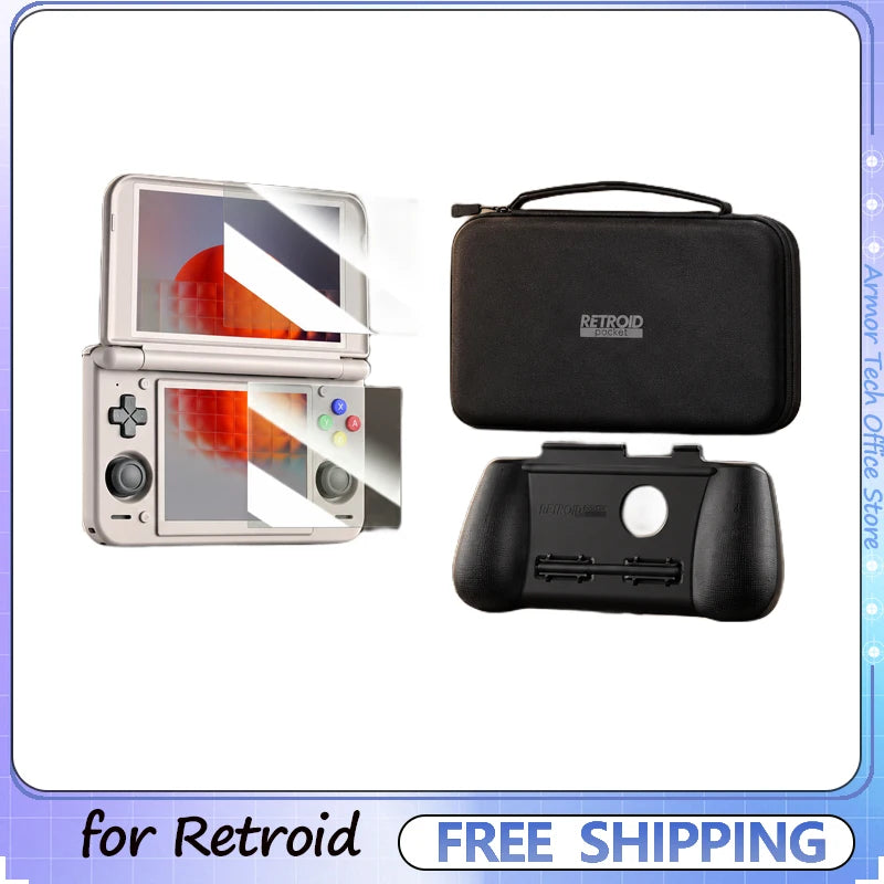 Retroid Pocket Duo Lite/Plus EVA Hard Carrying Case Shockproof Travel Bag with Handle Waterproof Console Pouch and Accessories