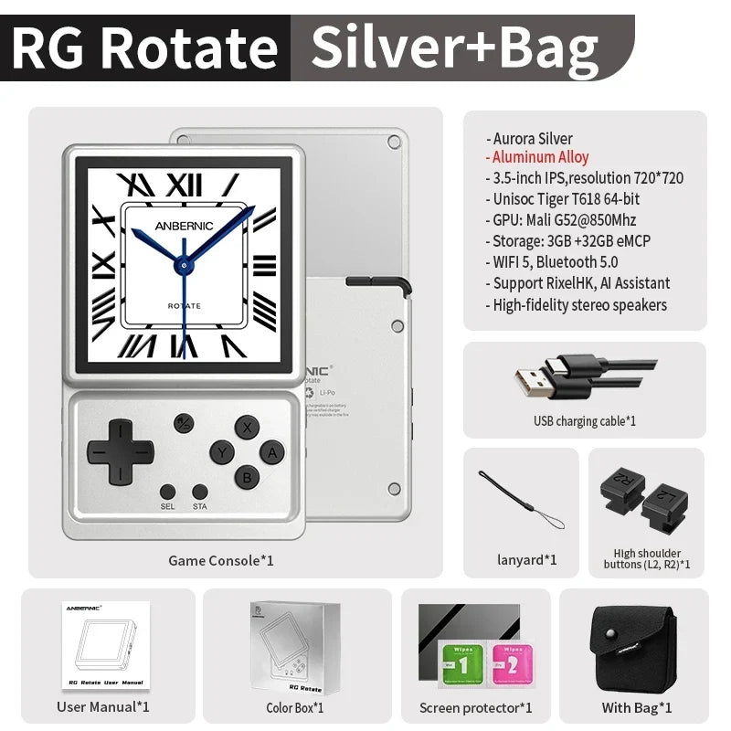 Anbernic RG Rotate Android Handheld, 3.5-inch Rotating Screen