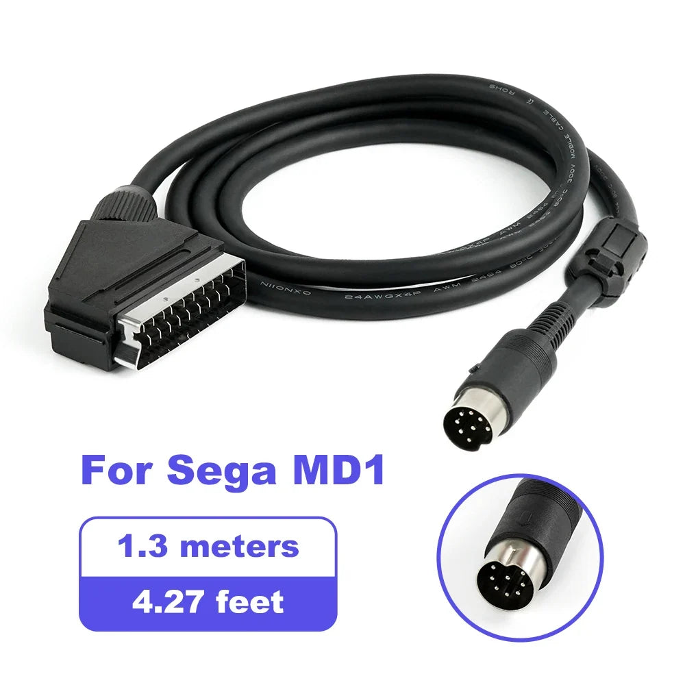 RGB SCART Cable for Saturn, 1.3m Composite Video On SYNC